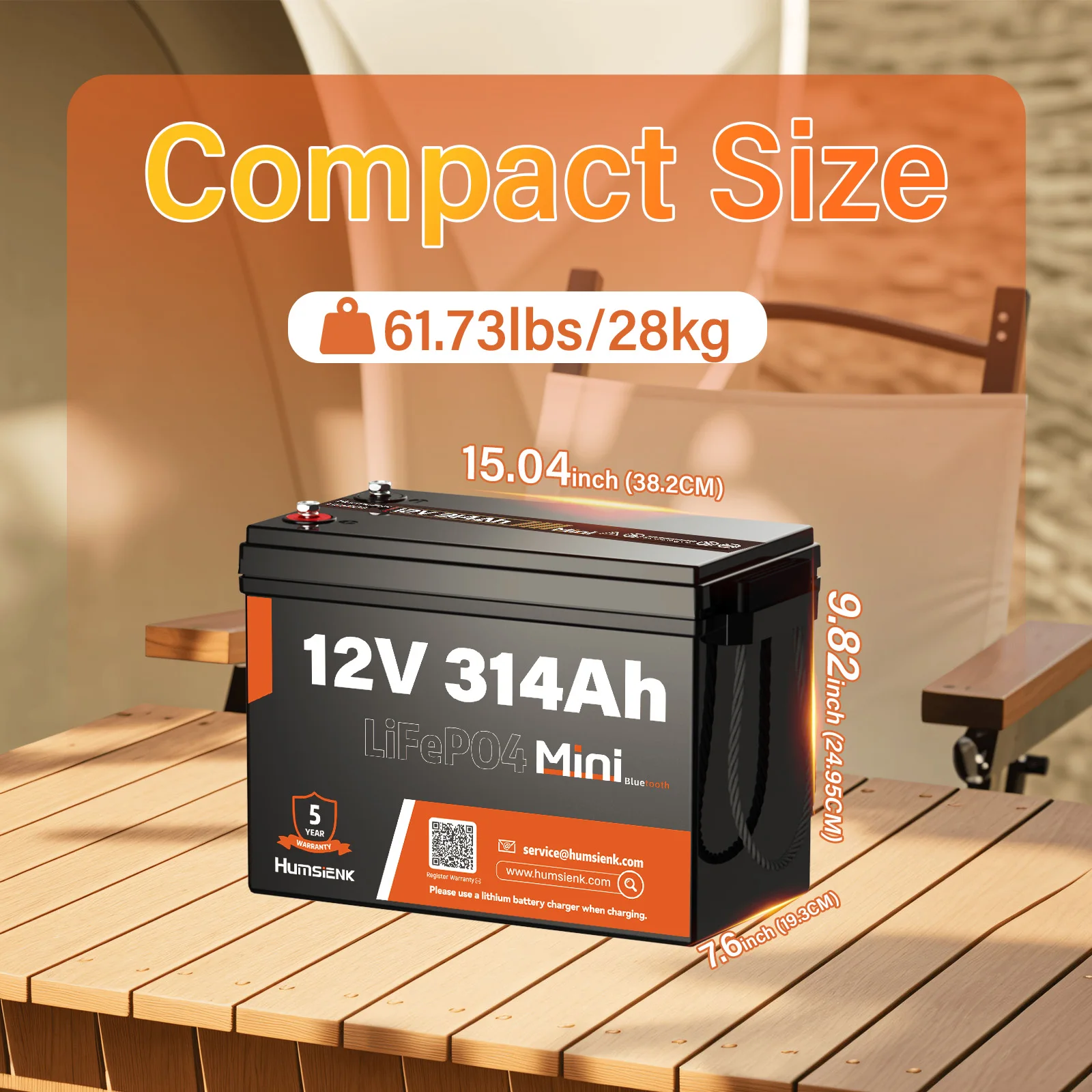Humsienk 12V 314Ah MINI LiFePO4 Battery, Built-in Bluetooth & 200A BMS, 15000+ Deep Cycle, Low-Temp Protection, Capacity 4019Wh For RV, Van, Golf Cart, Boat, Camper, Marine, Trolling Motor, Off-Grid, Solar Energy Storage, 5-Year Warranty
Humsienk 12V 314Ah MINI LiFePO4 Battery, Built-in Bluetooth & 200A BMS, 15000+ Deep Cycle, Low-Temp Protection, Capacity 4019Wh For RV, Van, Golf Cart, Boat, Camper, Marine, Trolling Motor, Off-Grid, Solar Energy Storage, 5-Year Warranty
