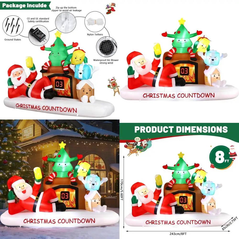 8-Foot LED Countdown Christmas Inflatable Outdoor Decorations: Santa, Tree, Fireplace, and Gift Boxes for Holiday Lawn and Indoo
8-Foot LED Countdown Christmas Inflatable Outdoor Decorations: Santa, Tree, Fireplace, and Gift Boxes for Holiday Lawn and Indoo