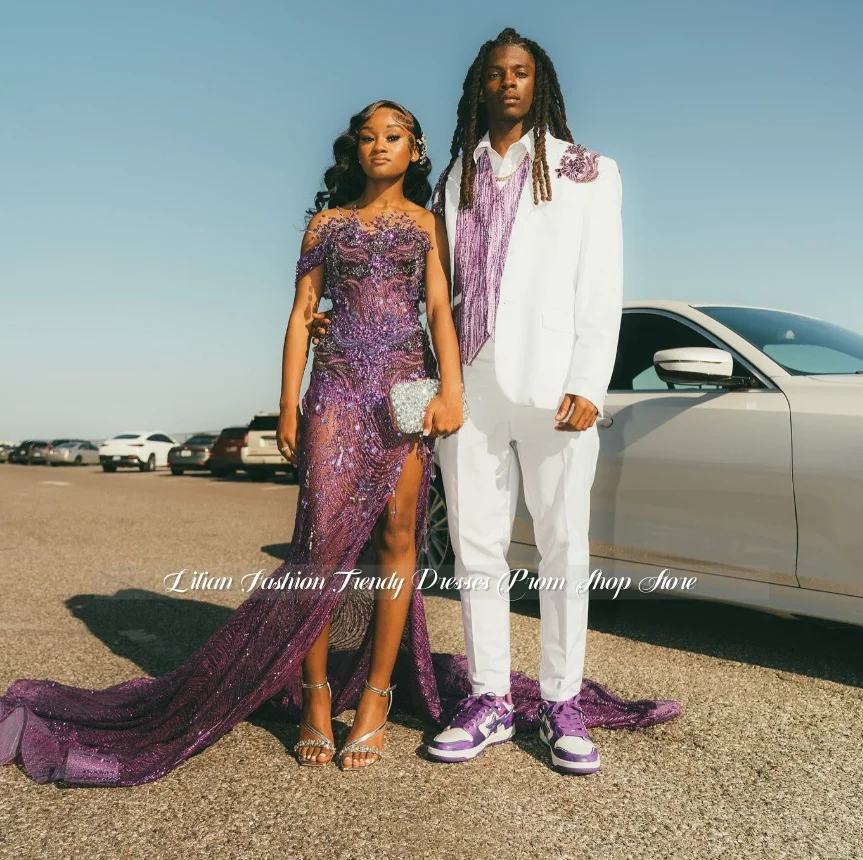 Gorgeous Lilac-Purple Gemstone Wedding Dress Side-Slit Mermaid Sheer Skirt Luxury Bridal Gown Engagement Dress Prom Dress Custom
Gorgeous Lilac-Purple Gemstone Wedding Dress Side-Slit Mermaid Sheer Skirt Luxury Bridal Gown Engagement Dress Prom Dress Custom