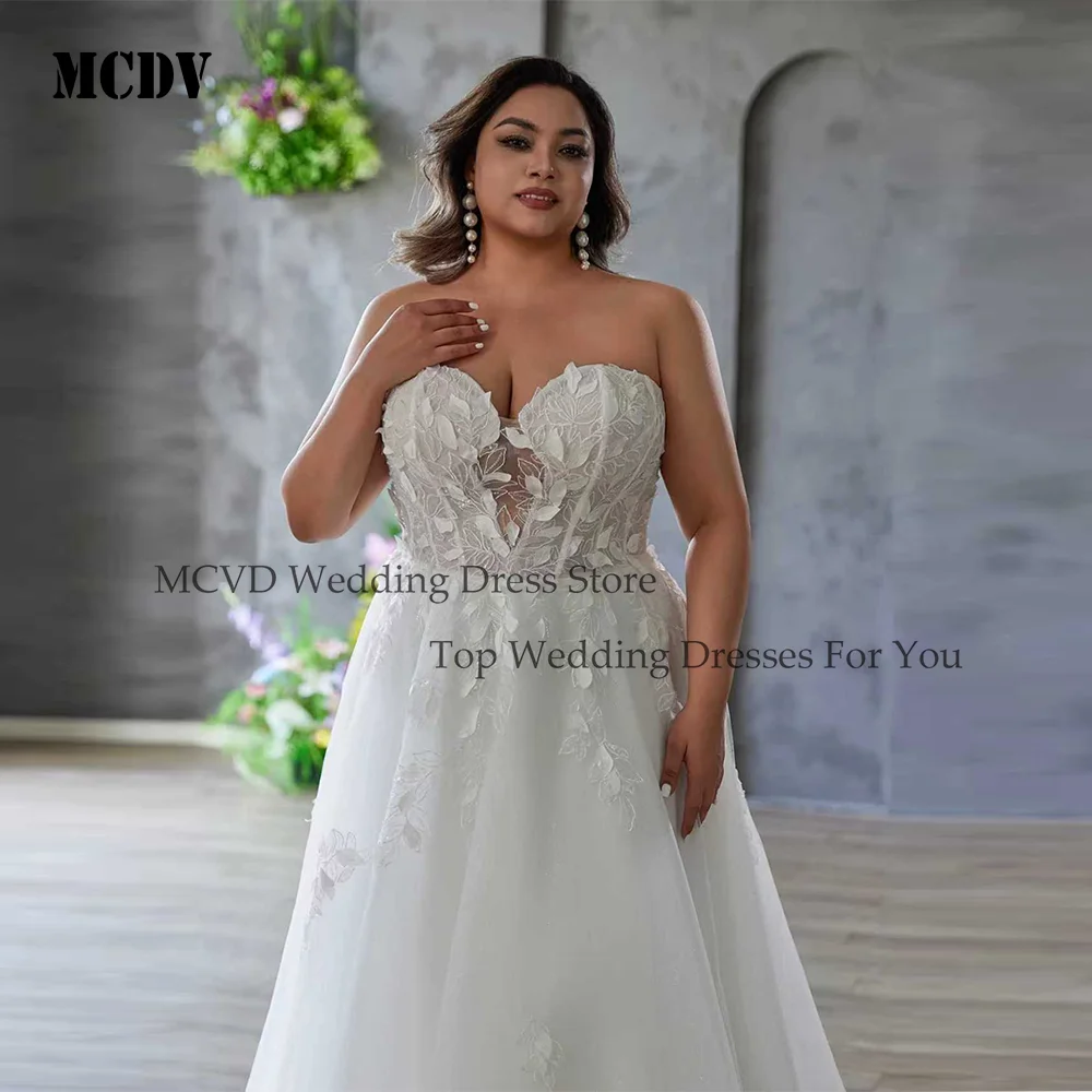 MCDV Plus Size Wedding Dresses Bridal Lace Customized Sweetheart A-Line Applique Sweep Train Bridal Gown Boho Bride Dresses
MCDV Plus Size Wedding Dresses Bridal Lace Customized Sweetheart A-Line Applique Sweep Train Bridal Gown Boho Bride Dresses
