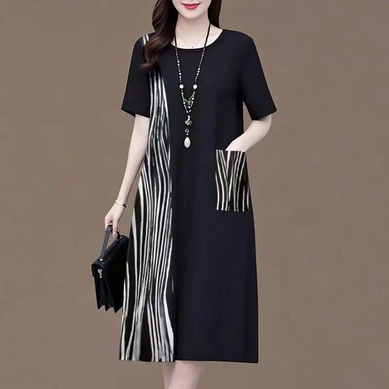 Elegant Floral Print A-Line Dress With Pockets For Women Casual Office Wear Spring Summer Style
Elegant Floral Print A-Line Dress With Pockets For Women Casual Office Wear Spring Summer Style