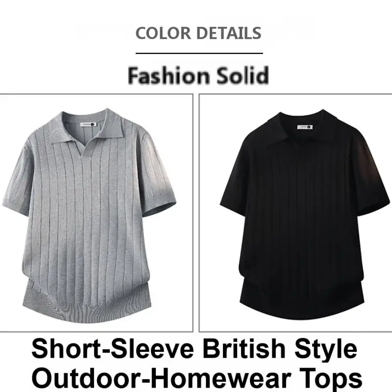 Summer Retro Solid Simple Mens New Knit Polo Shirt Short-Sleeve V-Neck Comfort Casual Luxury British Style Outdoor-Homewear Tops
Summer Retro Solid Simple Mens New Knit Polo Shirt Short-Sleeve V-Neck Comfort Casual Luxury British Style Outdoor-Homewear Tops