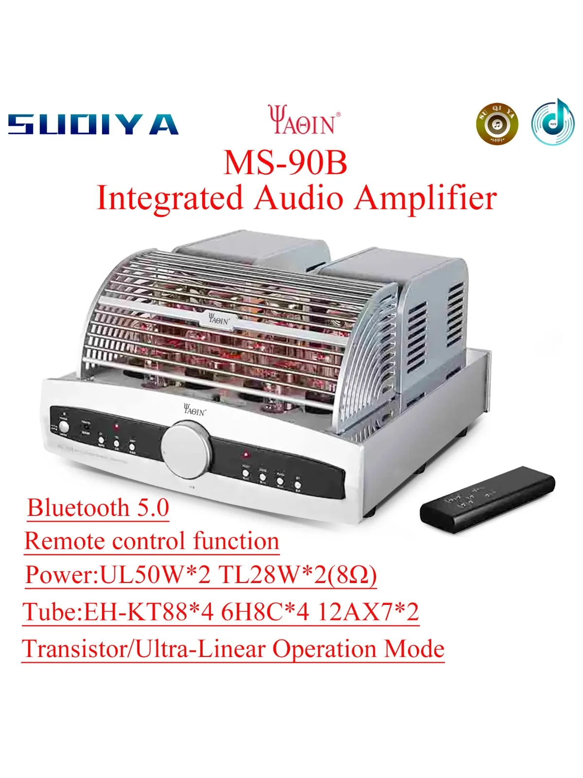 SUQIYA-YAQIN MS-90B Bladder Machine Russian KT88EH Vacuum Tube Bluetooth Amplifier HiFi Home Speaker Factory Direct Sales
SUQIYA-YAQIN MS-90B Bladder Machine Russian KT88EH Vacuum Tube Bluetooth Amplifier HiFi Home Speaker Factory Direct Sales