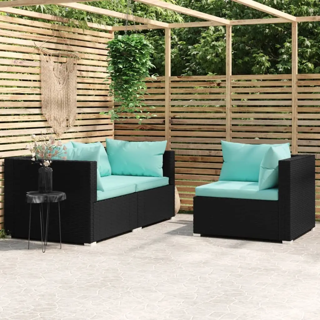 3pc Black PE Rattan Patio Sectional Sofa Cushioned Backyard Balcony Garden Lounge Set, Customized
3pc Black PE Rattan Patio Sectional Sofa Cushioned Backyard Balcony Garden Lounge Set, Customized