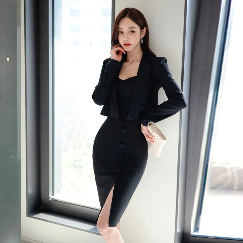 Summer Sexy Black Dress Set Women's High-End Professional Front Desk Work Uniform Two-Piece Suit Nylon Fabric Office Uniform
Summer Sexy Black Dress Set Women's High-End Professional Front Desk Work Uniform Two-Piece Suit Nylon Fabric Office Uniform
