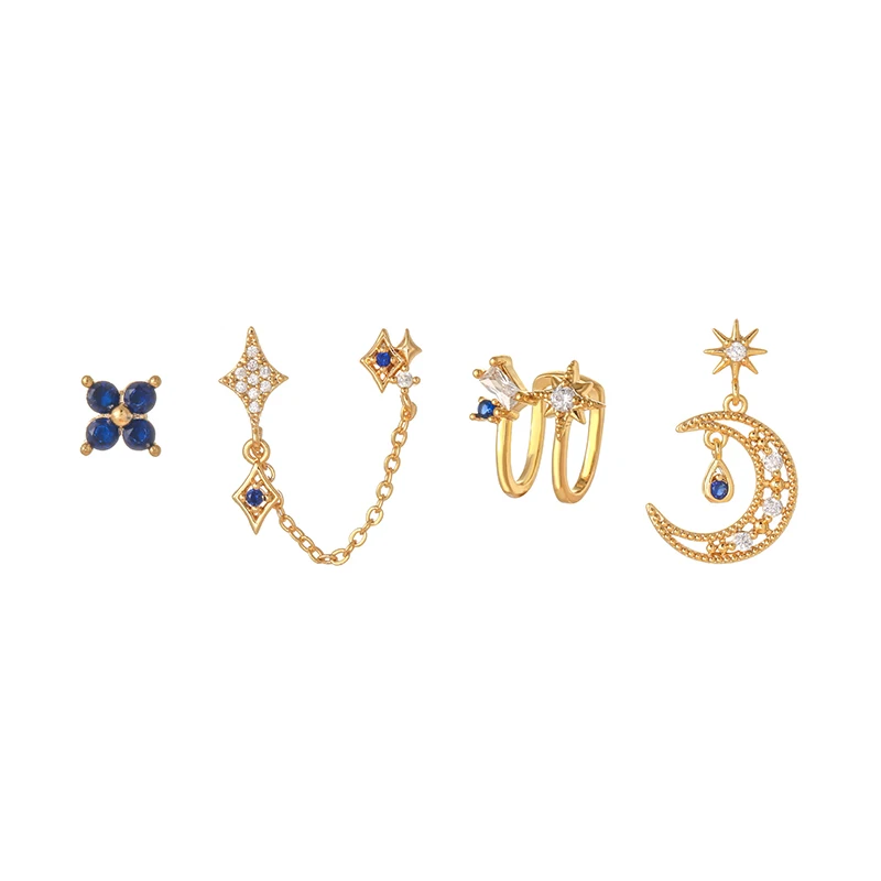Exquisite Moon Dangle Earrings Set for Women Dark Blue Zircon Piercing Stud Earrings Fashion Jewelry Accessories Wholesale
Exquisite Moon Dangle Earrings Set for Women Dark Blue Zircon Piercing Stud Earrings Fashion Jewelry Accessories Wholesale