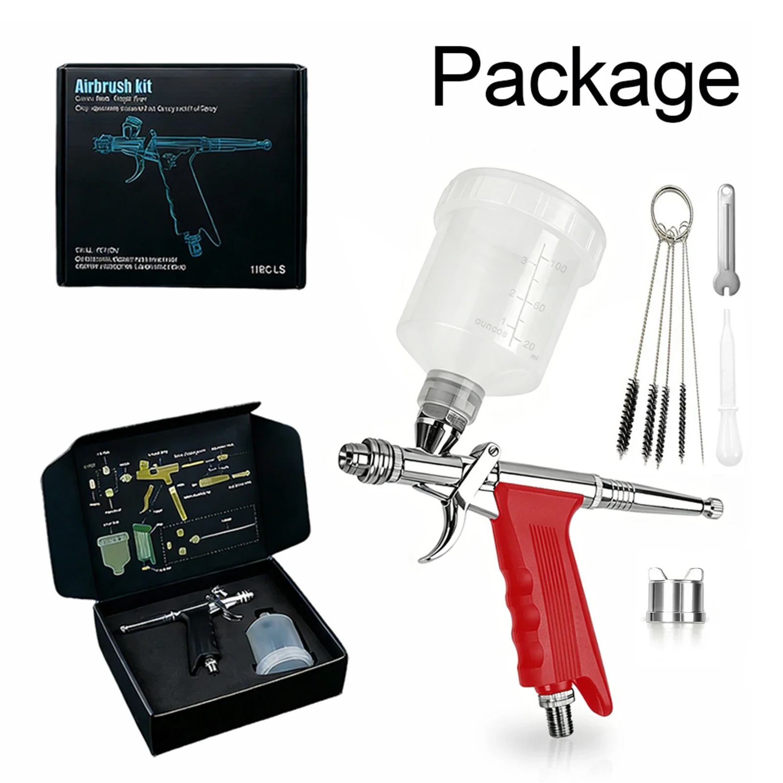 116C-LS Trigger Type Airbrush Gun Kit - Adjustable Fan & Round Spray Patterns, Gravity Feed Dual Action Airbrush with 100ml Pain
116C-LS Trigger Type Airbrush Gun Kit - Adjustable Fan & Round Spray Patterns, Gravity Feed Dual Action Airbrush with 100ml Pain