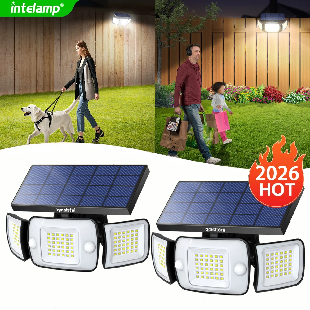 Intelamp 6000Mah Outdoor Solar Lights Spotlight Large Solar Panel With 3 Modes Two Motion Sensors Light For Garden Yard Garage
Intelamp 6000Mah Outdoor Solar Lights Spotlight Large Solar Panel With 3 Modes Two Motion Sensors Light For Garden Yard Garage