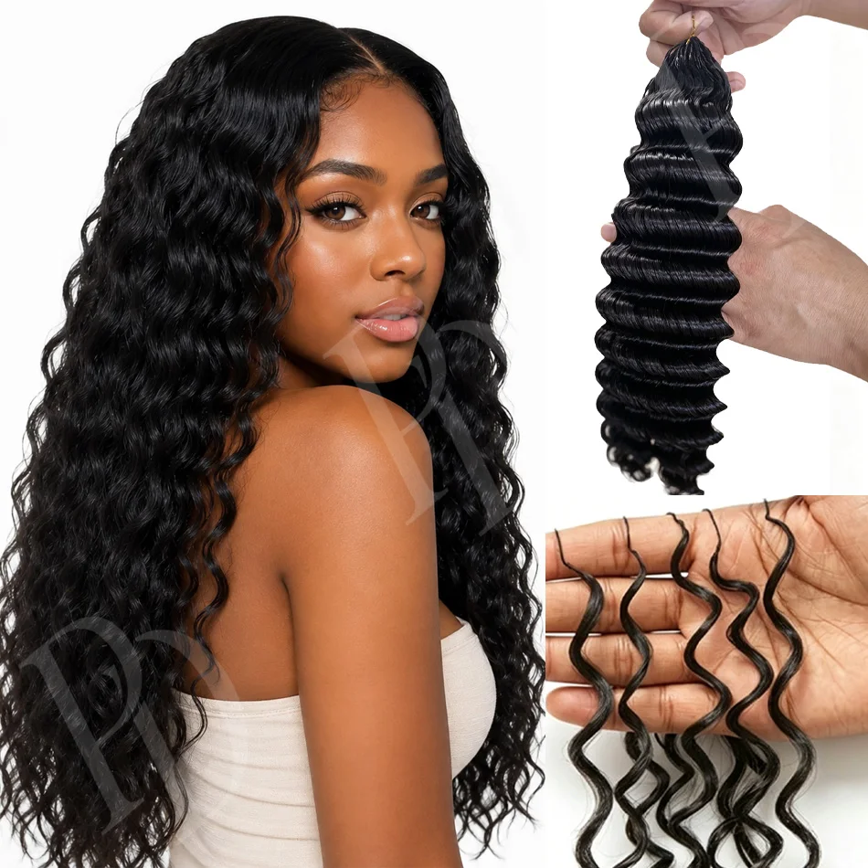 Miracle Knots Deep Wave Crochet Human Hair 12A Feather Knotless Brazilian Virgin Curly Hair Pre-Separated 50g/pack Natural Black
Miracle Knots Deep Wave Crochet Human Hair 12A Feather Knotless Brazilian Virgin Curly Hair Pre-Separated 50g/pack Natural Black