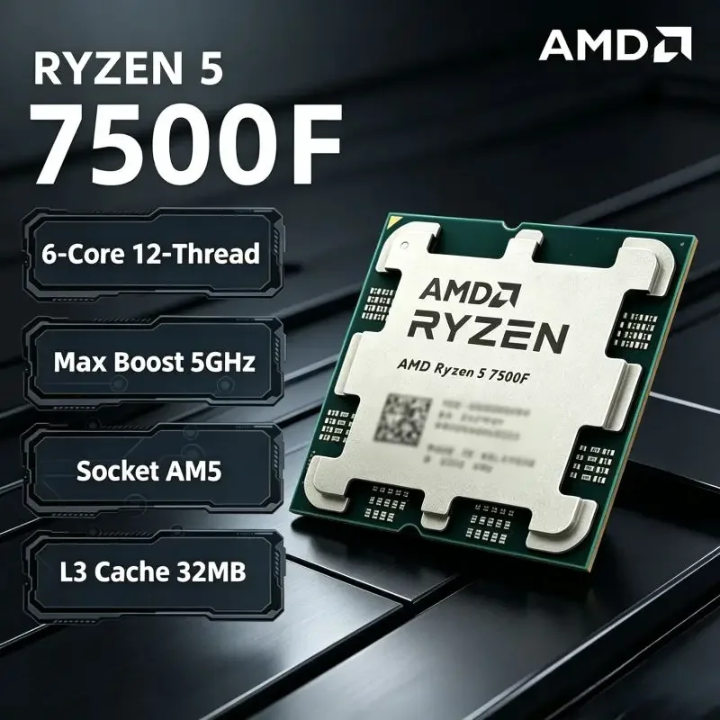 AM5 DDR5 Platform Gaming Chip AMD Ryzen5 7500F 5NM 3.7GHz 6Core12Thread 32MB L3 65W Standard Desktop CPU Spec
AM5 DDR5 Platform Gaming Chip AMD Ryzen5 7500F 5NM 3.7GHz 6Core12Thread 32MB L3 65W Standard Desktop CPU Spec