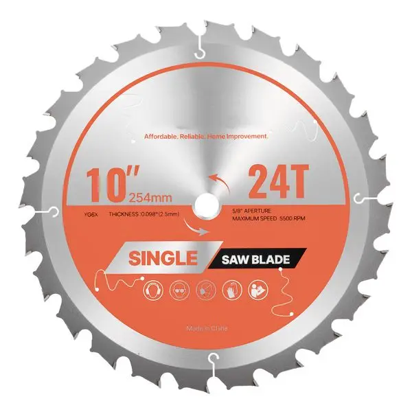 10 Inch Circular Saw Blade, 24 Tooth Alloy, 5/8' Arbor, Fine Wood Cutting, Heat-Reducing Vents, Ideal for Plywood & Hardwood
10 Inch Circular Saw Blade, 24 Tooth Alloy, 5/8' Arbor, Fine Wood Cutting, Heat-Reducing Vents, Ideal for Plywood & Hardwood