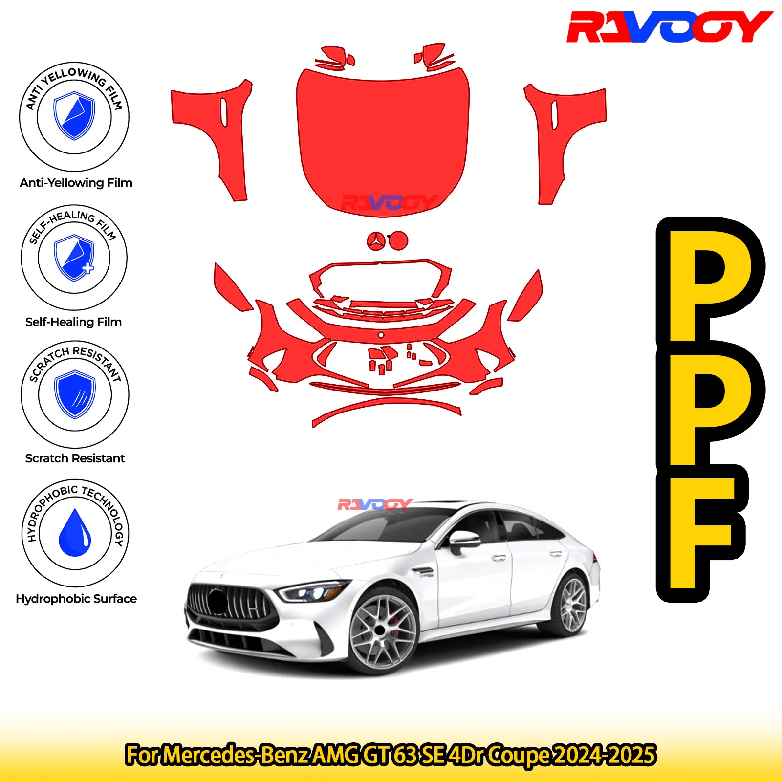 For Mercedes-Benz AMG GT 63 SE 4Dr Coupe 2024-2025 Glossy Matte Black Precut front PPF Kit Paint Protection Film
For Mercedes-Benz AMG GT 63 SE 4Dr Coupe 2024-2025 Glossy Matte Black Precut front PPF Kit Paint Protection Film