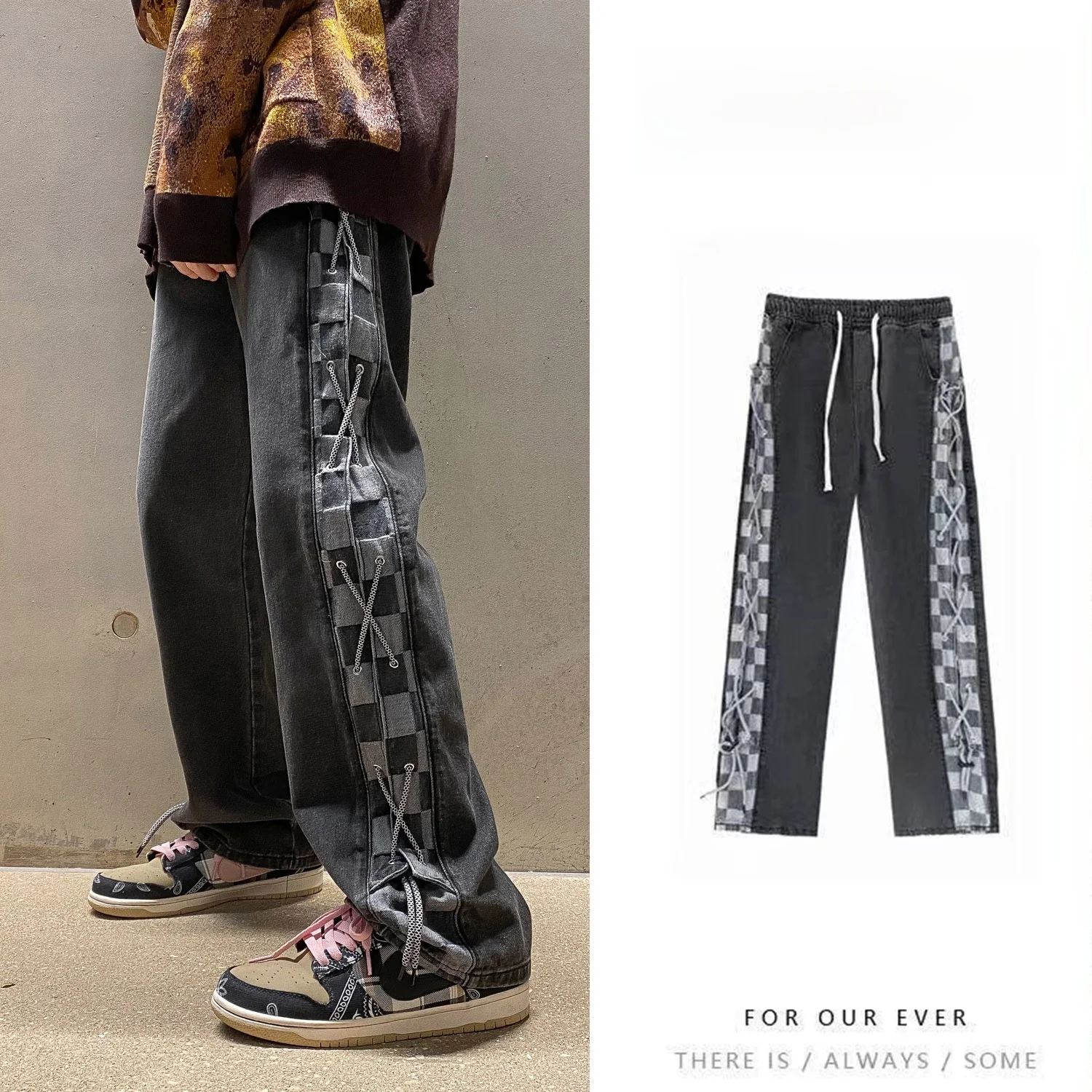 Men's Autumn Winter Plaid Jeans High Street Trendy Loose Straight Leg Pants Hong Kong Sle Versatile Casual Long Trousers
Men's Autumn Winter Plaid Jeans High Street Trendy Loose Straight Leg Pants Hong Kong Sle Versatile Casual Long Trousers