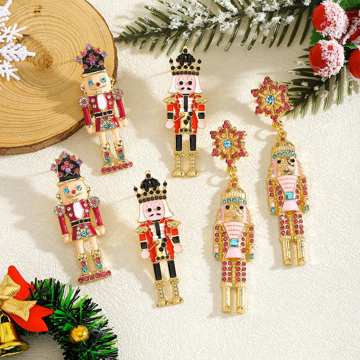 Christmas Nutcracker Soldier Alloy EnamelEarrings with Bling Rhinestones Holiday Party Jewelry Gifts for Women
Christmas Nutcracker Soldier Alloy EnamelEarrings with Bling Rhinestones Holiday Party Jewelry Gifts for Women