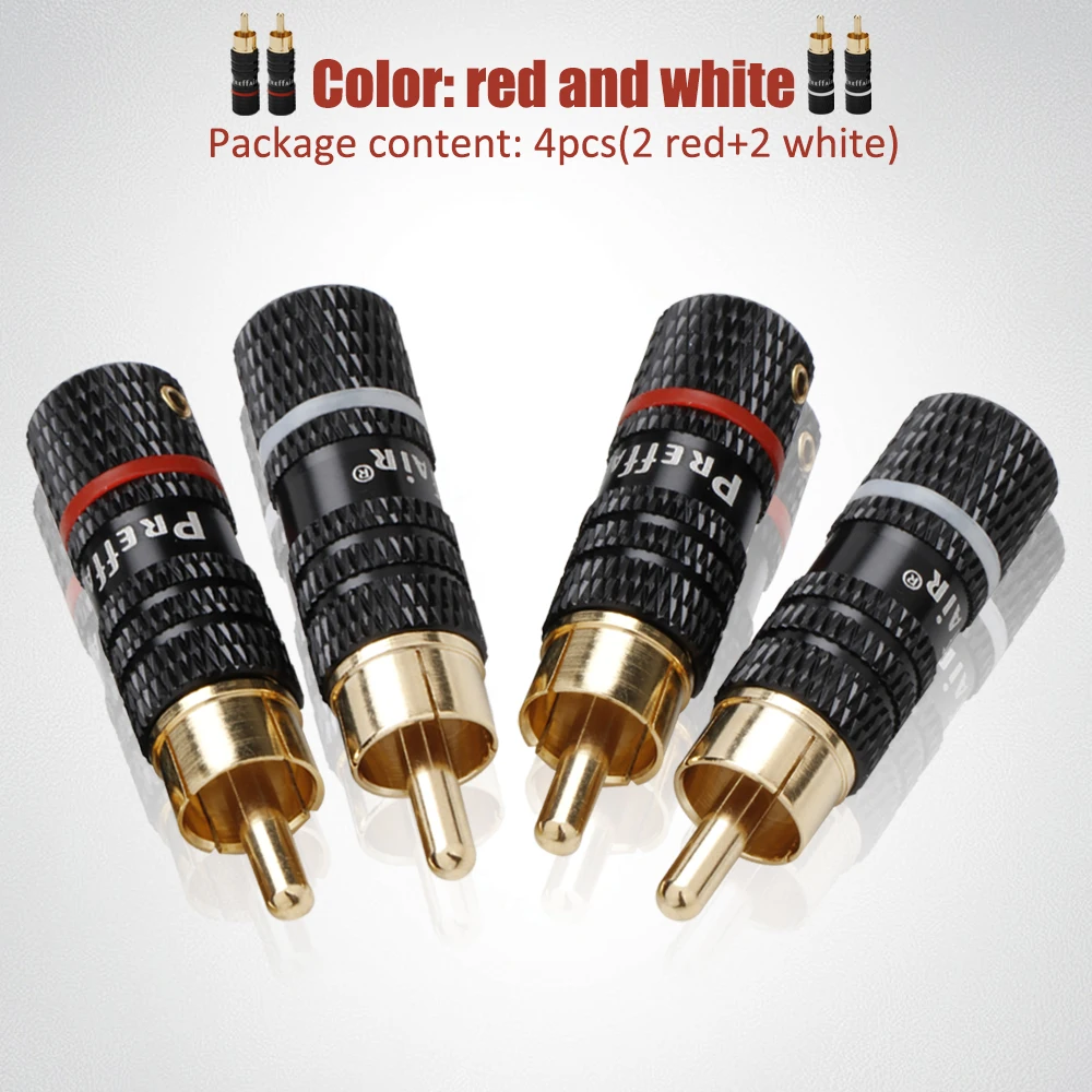 Preffair R1708 RCA Connector HiFi Audio Gold Plated Welded Type RCA Male Connectors Audio Adapter for DIY Amplifier cable
Preffair R1708 RCA Connector HiFi Audio Gold Plated Welded Type RCA Male Connectors Audio Adapter for DIY Amplifier cable