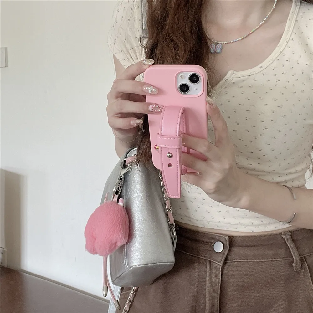 Wristband Leather Phone case silicone simple macaron color for iPhone15 14 13 12 11Promax Cover
Wristband Leather Phone case silicone simple macaron color for iPhone15 14 13 12 11Promax Cover