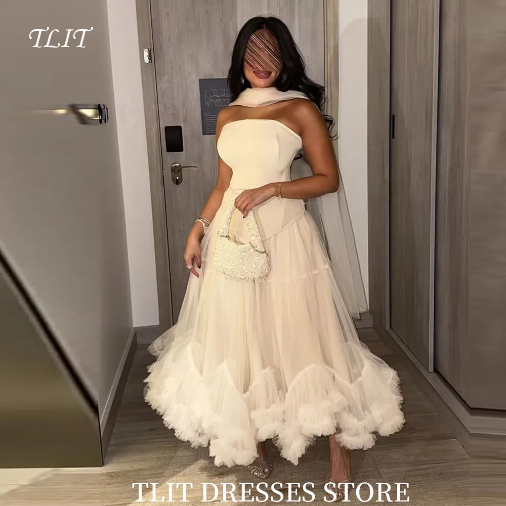 TLIT Elegant White Satin and Tiered Tulle Evening Gown Dresses Strapless Sleeveless Prom Gowns Customized Vestidos De Noche
TLIT Elegant White Satin and Tiered Tulle Evening Gown Dresses Strapless Sleeveless Prom Gowns Customized Vestidos De Noche