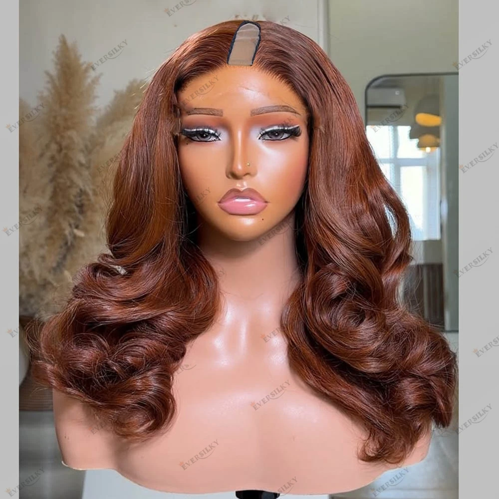 200Density Wavy Long Copper Brown Human Hair Glueless U Part Wig 1x4 Opening Middle/Side Part Machine Made Wig Cheap V Part Wig
200Density Wavy Long Copper Brown Human Hair Glueless U Part Wig 1x4 Opening Middle/Side Part Machine Made Wig Cheap V Part Wig