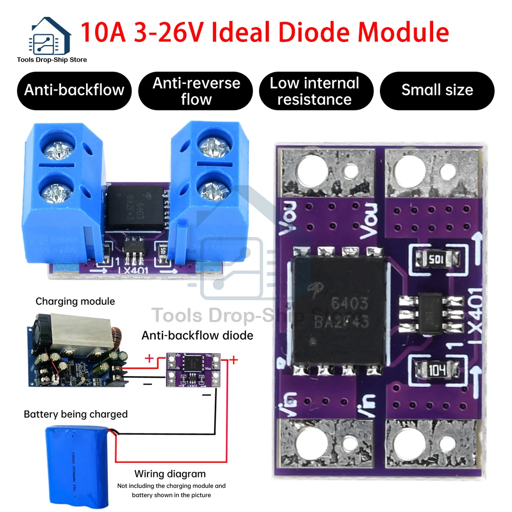 1PC 10A Ideal Diode Module Solar Charging Anti Backflow Reverseflow Low Internal Resistance Analog Rectifier 3-26V
1PC 10A Ideal Diode Module Solar Charging Anti Backflow Reverseflow Low Internal Resistance Analog Rectifier 3-26V