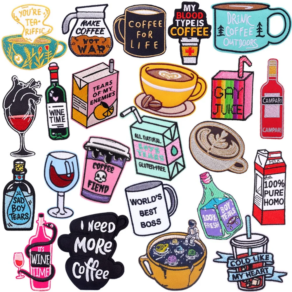 10pcs Cartoon Coffee Cup Embroidery Patches Fabric Stickers DIY T-shirt Appliques for Clothing Iron on Patch for Clothes Scp
10pcs Cartoon Coffee Cup Embroidery Patches Fabric Stickers DIY T-shirt Appliques for Clothing Iron on Patch for Clothes Scp