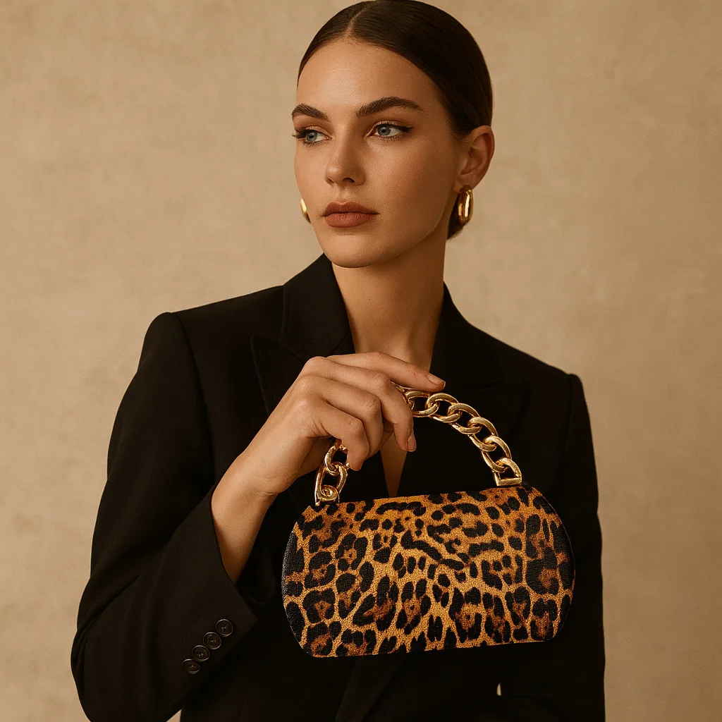 High-end Texture Metal Chain Hard Handbag for Women, High-end Leopard Print Phone Storage Handbag
High-end Texture Metal Chain Hard Handbag for Women, High-end Leopard Print Phone Storage Handbag