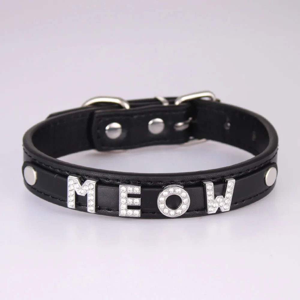 Luxury Personalized Letters MEOW Choker Male Female PU Leather Collar Punk Chocker Custom Name Crystal Jewelry Party Necklace
Luxury Personalized Letters MEOW Choker Male Female PU Leather Collar Punk Chocker Custom Name Crystal Jewelry Party Necklace