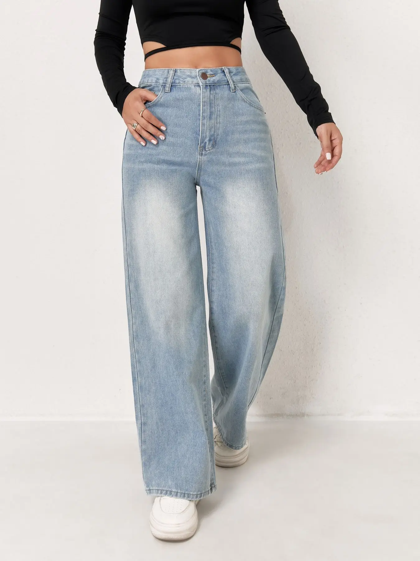 Jeans Wide Leg European Trend Washed Blue All-match Soft All Season Daily Women Denim Trousers
Jeans Wide Leg European Trend Washed Blue All-match Soft All Season Daily Women Denim Trousers