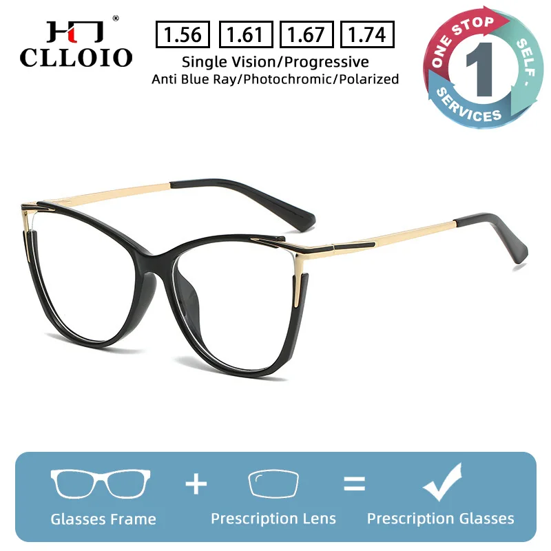 CLLOIO Fashion Women Cat Eye Prescription Glasses Anti-reflection Photochromic Myopia Eyewear Anti Blue Light Reading Glasses
CLLOIO Fashion Women Cat Eye Prescription Glasses Anti-reflection Photochromic Myopia Eyewear Anti Blue Light Reading Glasses