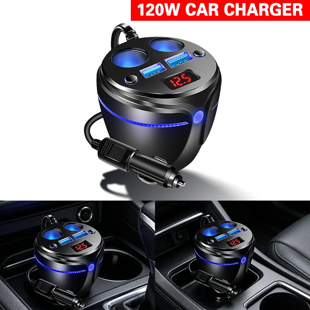 120W Car Cigarette Lighter Charger Fast Charing with 2-Sockets 2 USB Ports for iPhone 14 13 Pro Max 12 11 Sumsung Xiaomi OnePlug
120W Car Cigarette Lighter Charger Fast Charing with 2-Sockets 2 USB Ports for iPhone 14 13 Pro Max 12 11 Sumsung Xiaomi OnePlug