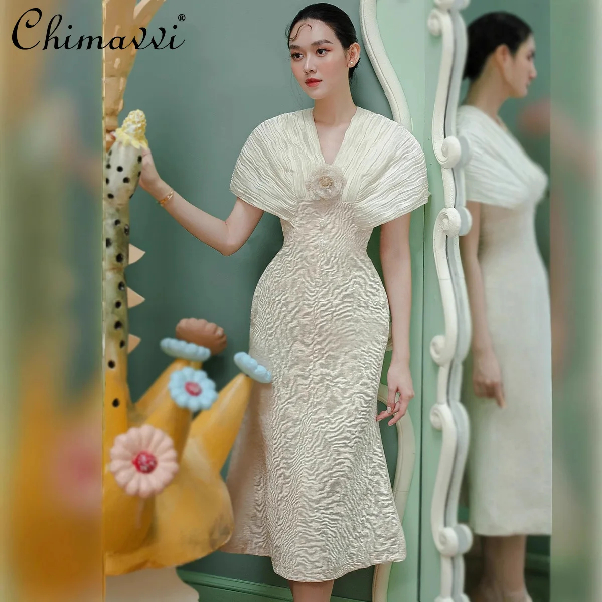 French Elegant Temperament Celebrity White Fishtail Dress V-Neck 3D Flower High Waist Slim Hip-Wrapped Long Evening Dress Women
French Elegant Temperament Celebrity White Fishtail Dress V-Neck 3D Flower High Waist Slim Hip-Wrapped Long Evening Dress Women