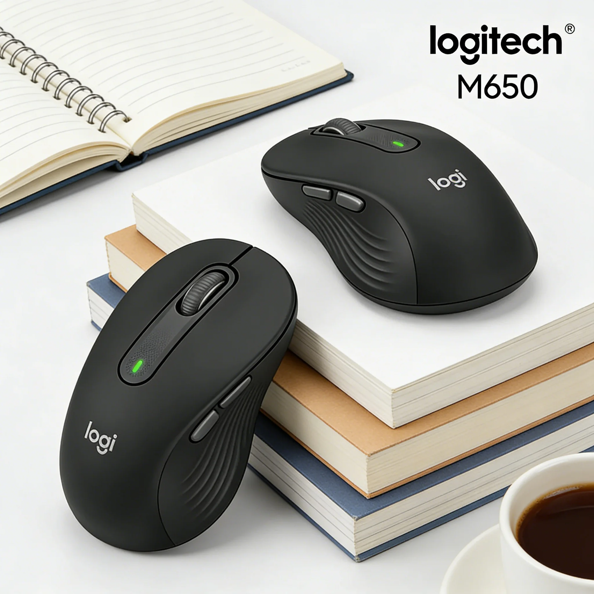 Logitech M650/M650L Wireless Mouse | Silent Ergonomic Design, Smart Wheel, 24-Month Battery. Dual-Mode Bluetooth for Office Work