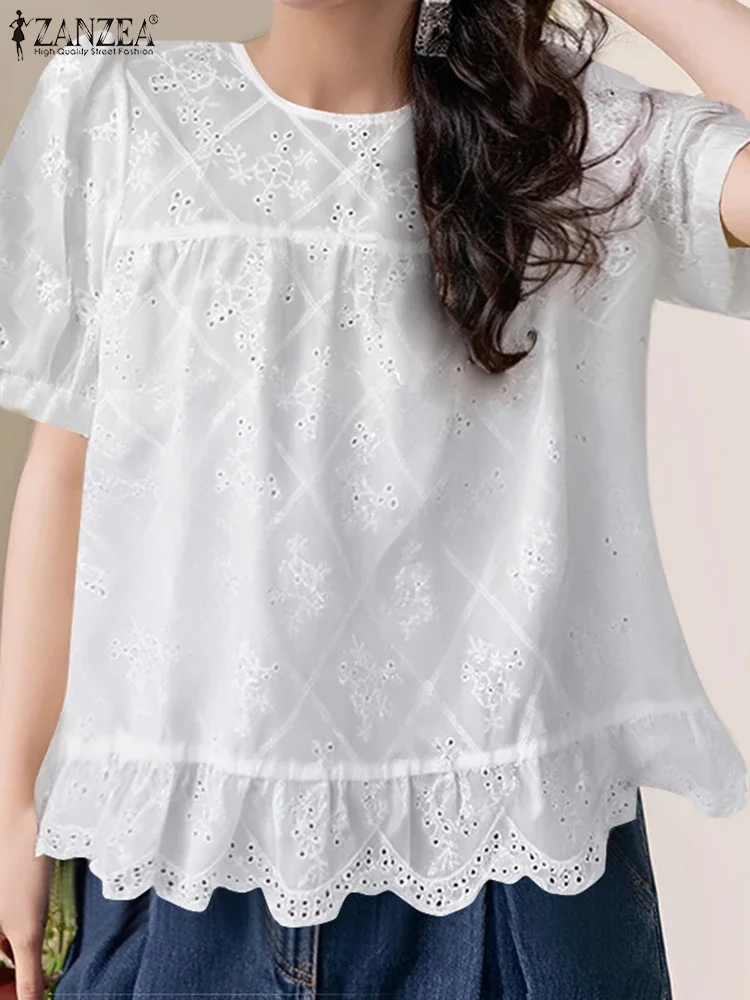 ZANZEA Women Summer Tops Fashion Cotton Lace Tunics 2025 Casual Loose Short Puff Sleeve Blouse Korean Irregular Hem Blusas Femme
ZANZEA Women Summer Tops Fashion Cotton Lace Tunics 2025 Casual Loose Short Puff Sleeve Blouse Korean Irregular Hem Blusas Femme