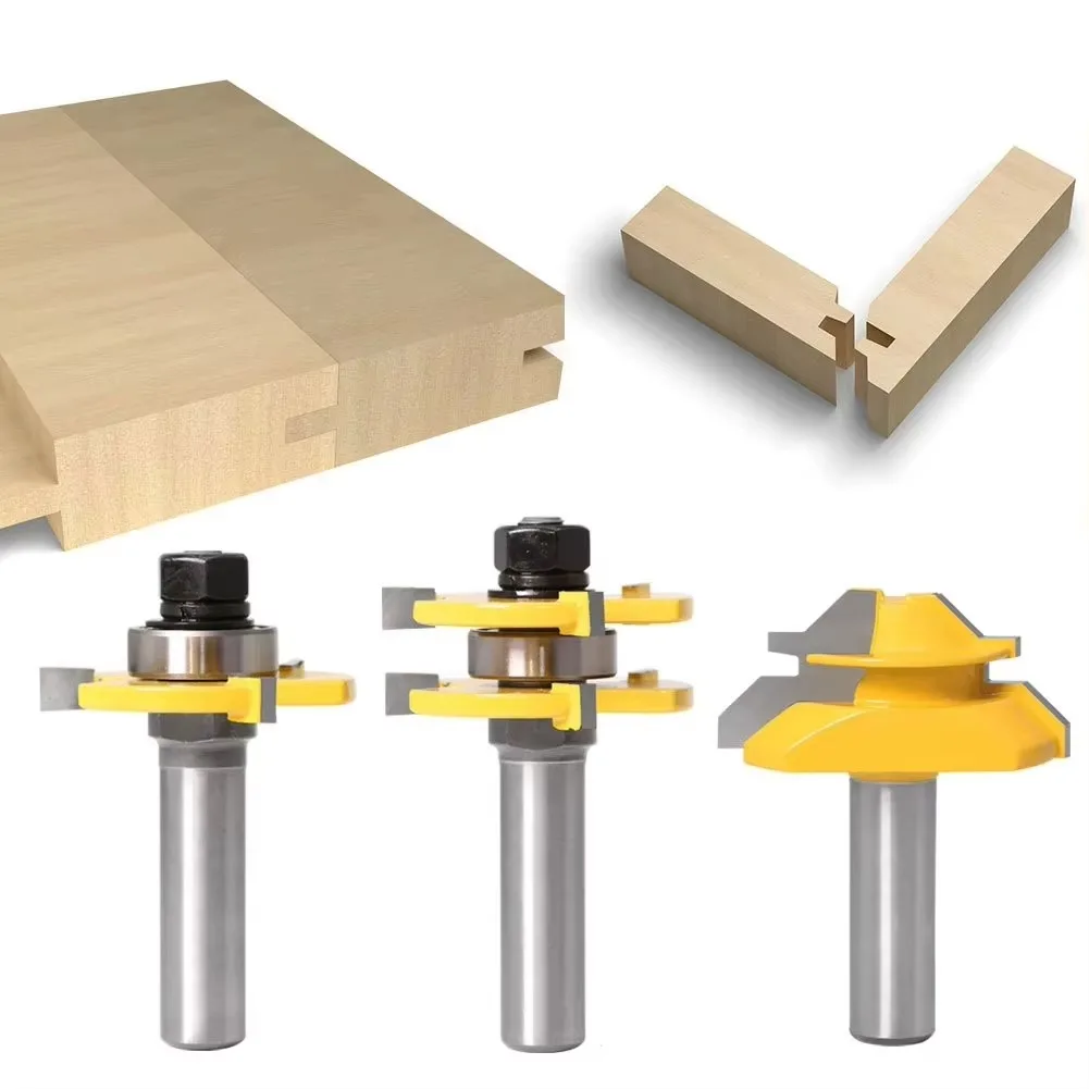 3PC/Set 1/2" 12.7MM 12MM Shank Milling Cutter Wood Carving Tongue and Groove Router Bit Tool Set 45 Degree Lock Miter Router Bit
3PC/Set 1/2" 12.7MM 12MM Shank Milling Cutter Wood Carving Tongue and Groove Router Bit Tool Set 45 Degree Lock Miter Router Bit