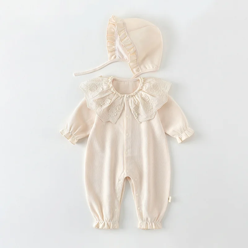 Spring 0-2Y Baby Girl Clothing Cotton Breathable Jumpsuit Boneless Lace Lapel Romper Soft and Cute Skin Friendly Crawling Suit
Spring 0-2Y Baby Girl Clothing Cotton Breathable Jumpsuit Boneless Lace Lapel Romper Soft and Cute Skin Friendly Crawling Suit