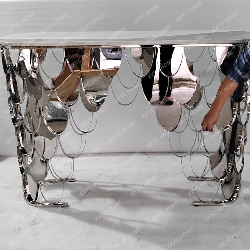 display console table - marble irregular shape wall-mounted entryway light luxury stainless steel fish scale console table
display console table - marble irregular shape wall-mounted entryway light luxury stainless steel fish scale console table