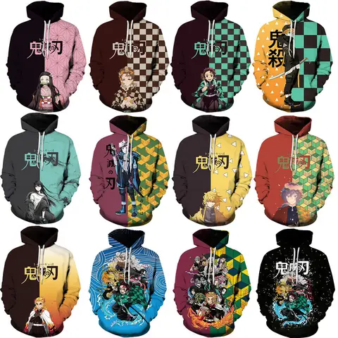 Demon Slayer Anime Hoodie Men Woman 3D Print Cosplay Zenitsu Tomioka Tanjiro Nezuko Unisex Adult Kids Boy Girl Sweatshirt