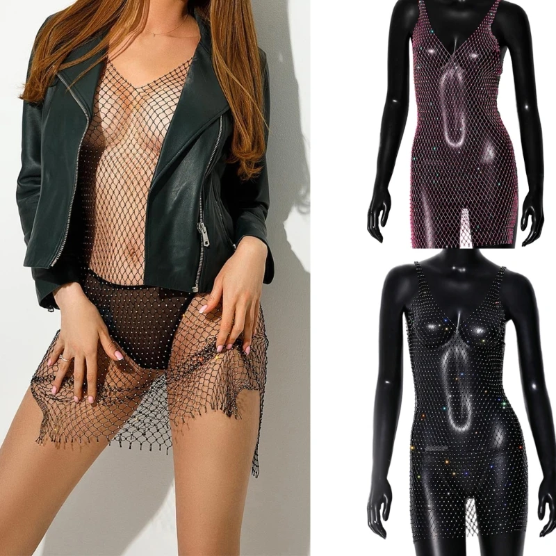 Women Hollowed Rhinestones Fishnet Sleeveless VNeck Split Short Bodycon Dress Women Hollowed Rhinestones Fishnet Sleeveless
Women Hollowed Rhinestones Fishnet Sleeveless VNeck Split Short Bodycon Dress Women Hollowed Rhinestones Fishnet Sleeveless