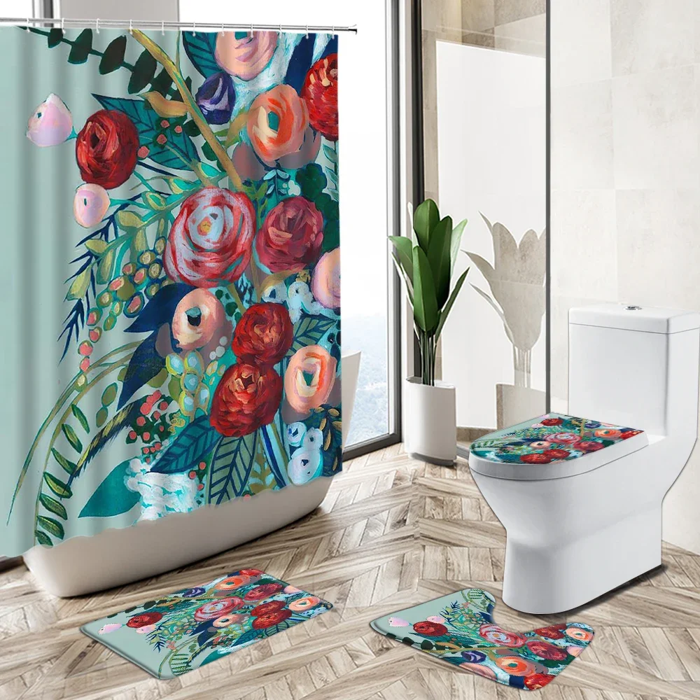 Rose Flower Plant Shower Curtain Set European Retro Oil Painting Art Home Deco Bath Mat Toilet Lid Cover Flannel Bathroom Carpet
Rose Flower Plant Shower Curtain Set European Retro Oil Painting Art Home Deco Bath Mat Toilet Lid Cover Flannel Bathroom Carpet