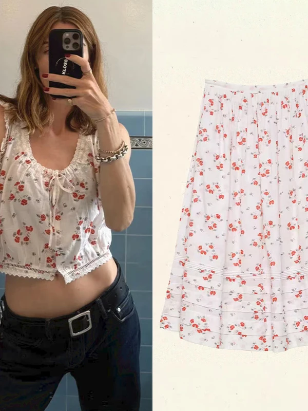 Summer 2026 Women's Floral Hydrangea Print Crop Top And Skirt Set Waist-Cinching Sleeveless Vest Layered A-Line Skirt Ensemble
Summer 2026 Women's Floral Hydrangea Print Crop Top And Skirt Set Waist-Cinching Sleeveless Vest Layered A-Line Skirt Ensemble