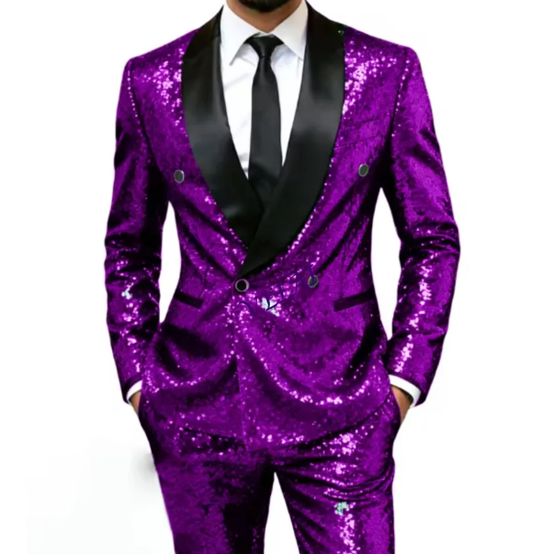 CustomizedStunning Sequin Prom Men Suits Double Breasted Wedding Party Tuxedo Slim Fit 2 Pcs Shawl Lapel Celebrity Male Fashion
CustomizedStunning Sequin Prom Men Suits Double Breasted Wedding Party Tuxedo Slim Fit 2 Pcs Shawl Lapel Celebrity Male Fashion