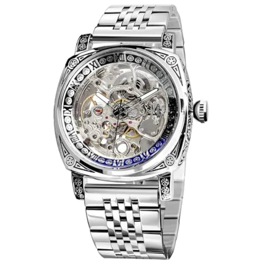 Watches for Man, Square Retro Mechanical Watch Self-Wind Carved, Skeleton Automatic Watches Vintage Leather Strap Wristwatch
Watches for Man, Square Retro Mechanical Watch Self-Wind Carved, Skeleton Automatic Watches Vintage Leather Strap Wristwatch