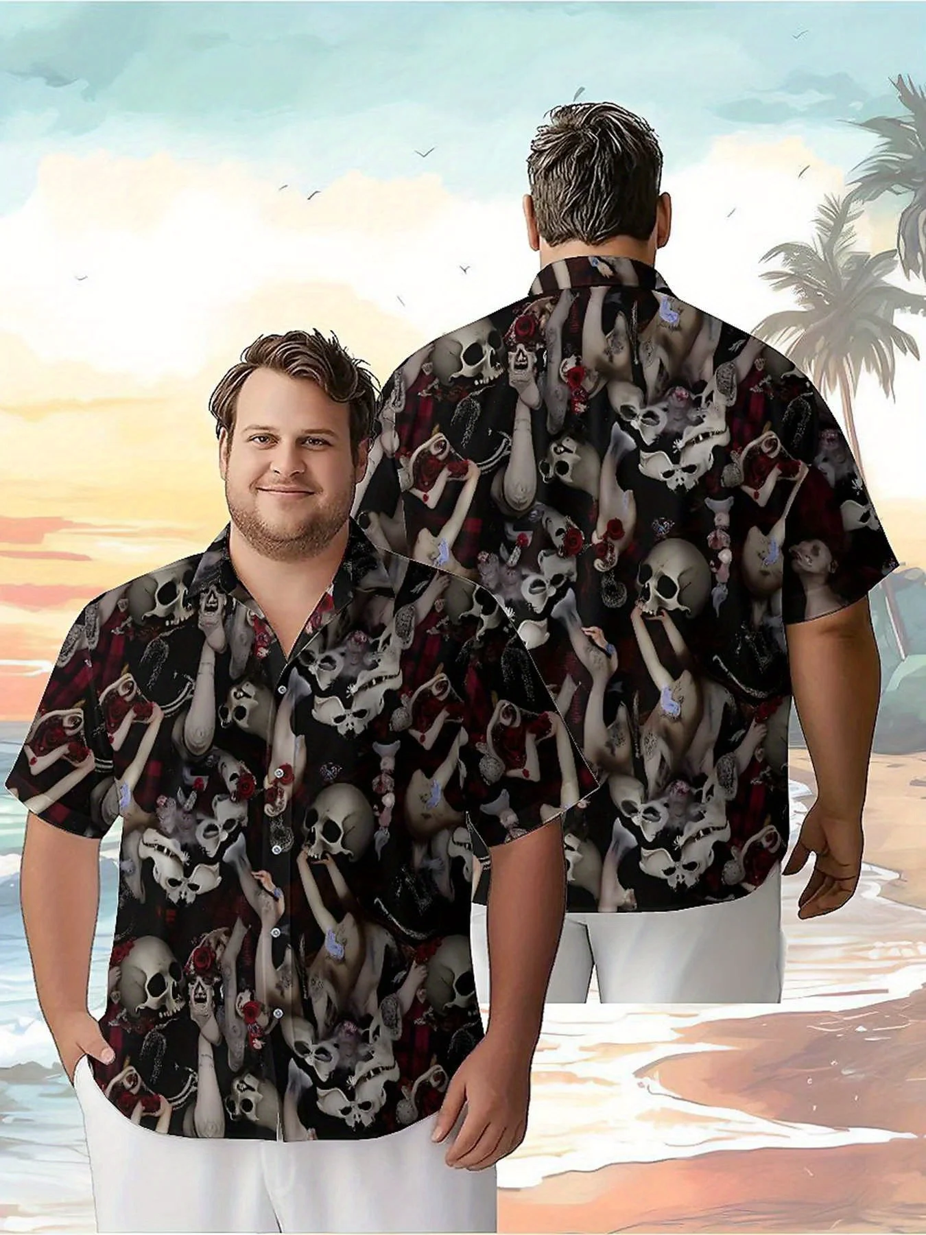 Men's Plus Size Hawaiian Shirts Skull and Rose Gothic Style pattern,New in Summer Fashion Tops,Hip Hop Rock Streetwear
Men's Plus Size Hawaiian Shirts Skull and Rose Gothic Style pattern,New in Summer Fashion Tops,Hip Hop Rock Streetwear