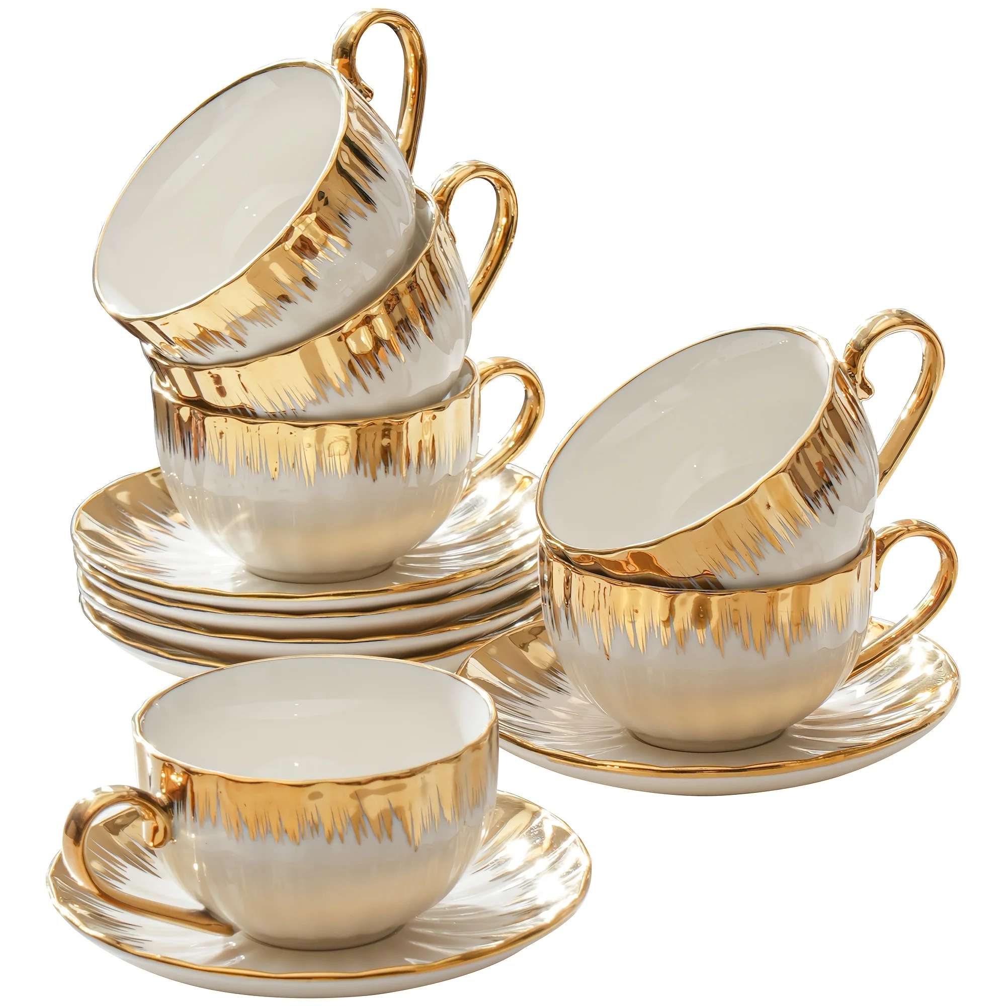6set, European High-end Exquisite Ceramic Coffee Cup And Plate Set, Large8.45oz, Light Luxury Ceramic Tea Cup, Coffee Cup And Tea Set With High Aesthetic Value, Tea Cup And Plate, Wedding Gift, Mother'S Day Gift, Holiday Gift
6set, European High-end Exquisite Ceramic Coffee Cup And Plate Set, Large8.45oz, Light Luxury Ceramic Tea Cup, Coffee Cup And Tea Set With High Aesthetic Value, Tea Cup And Plate, Wedding Gift, Mother'S Day Gift, Holiday Gift