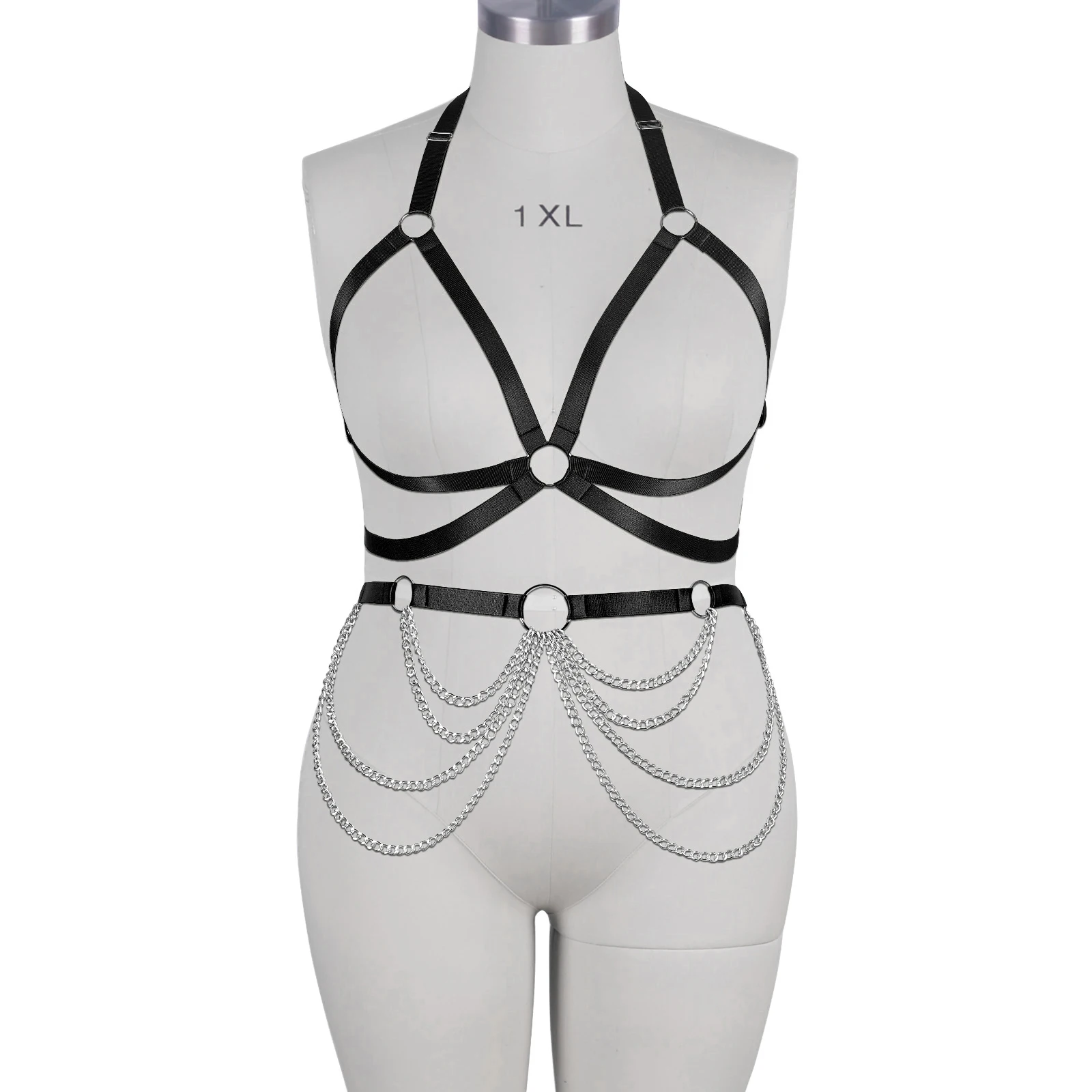 Women 2pcs Black Fetish Sexy Underwear Top Harness Set Garter Belts Straps Bra Garter Body Belts Waist Body Bondage Cage 
Women 2pcs Black Fetish Sexy Underwear Top Harness Set Garter Belts Straps Bra Garter Body Belts Waist Body Bondage Cage