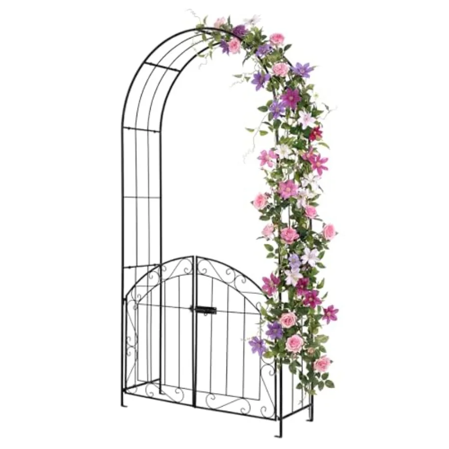 Garden Arch with Gate, 79" H x 39" W Heavy-Duty Metal Arbor Trellis with Safety Latch, 4 Ground Stakes for Climbing Plants Vine
Garden Arch with Gate, 79" H x 39" W Heavy-Duty Metal Arbor Trellis with Safety Latch, 4 Ground Stakes for Climbing Plants Vine