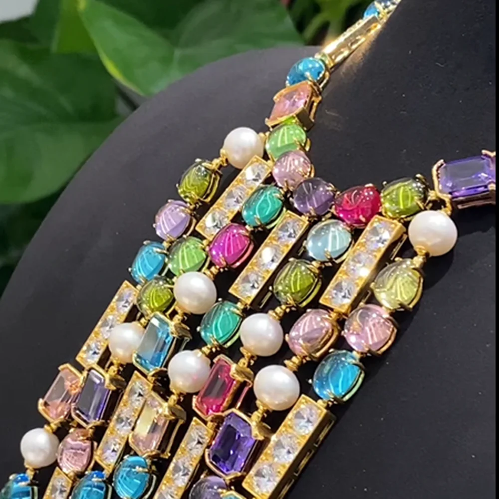 KQCANCE Роскошные многослойные цветные ожерелья с сапфиром и драгоценными камнями, длинные ожерелья с кисточками, жемчужное позолоченное серебро 925, ювелирные изделия
KQCANCE Роскошные многослойные цветные ожерелья с сапфиром и драгоценными камнями, длинные ожерелья с кисточками, жемчужное позолоченное серебро 925, ювелирные изделия