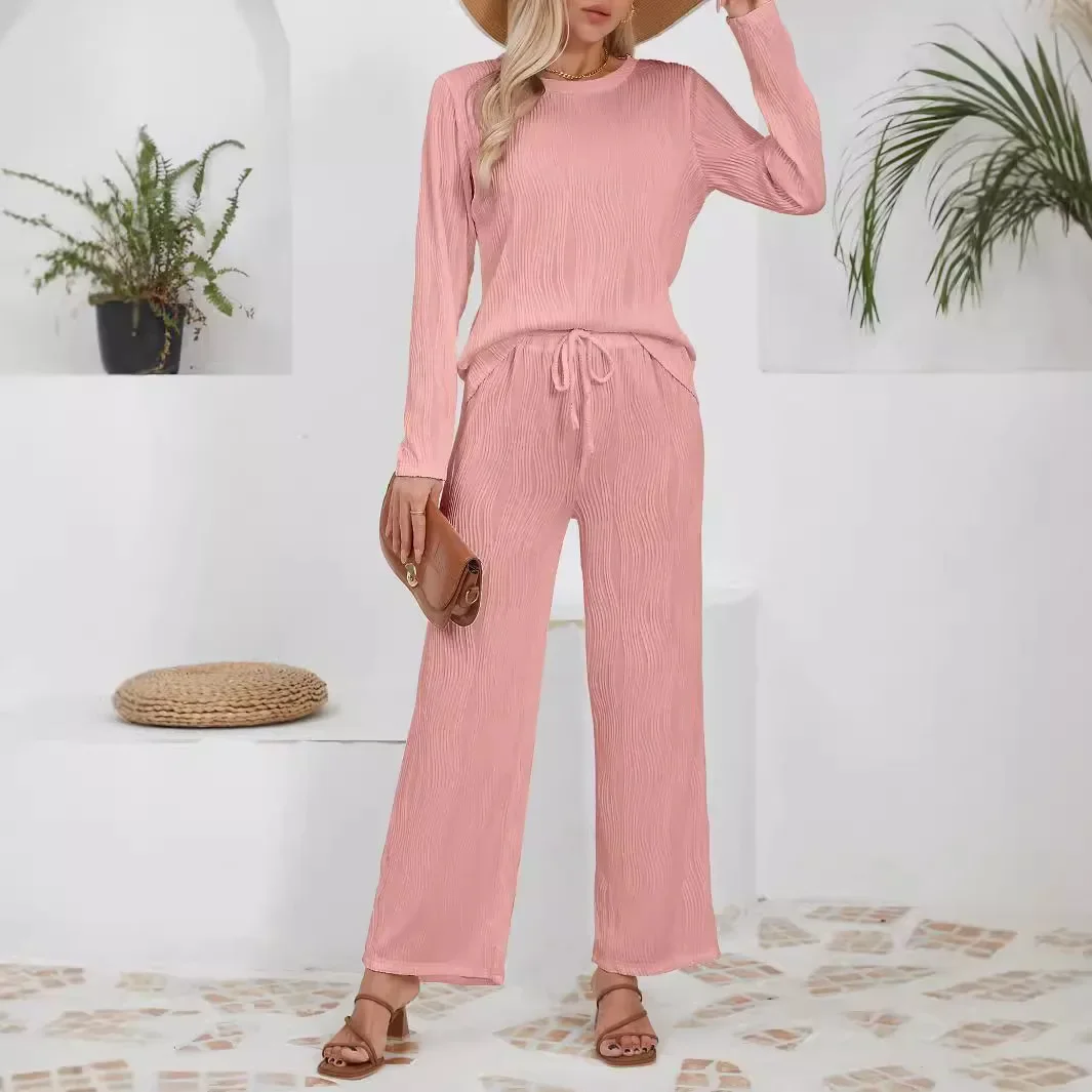 New Knitted Jacquard Two-piece Set, Round Neck Long Sleeve T-shirt + Wide Leg Pants Casual Loose Suit,women's Autumn and Wiinter
New Knitted Jacquard Two-piece Set, Round Neck Long Sleeve T-shirt + Wide Leg Pants Casual Loose Suit,women's Autumn and Wiinter