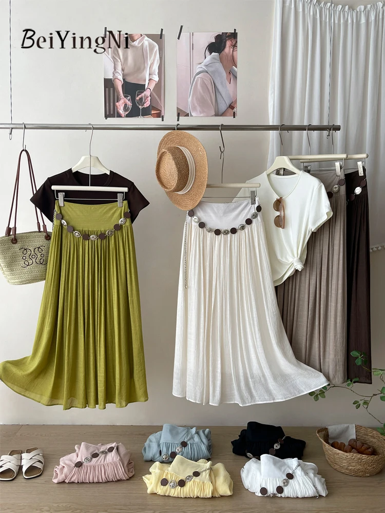 Beiyingni French Vintage Long Skirts Women Sashes Elegant Casual High Waist Pleated Skirt Female Cotton Linen Seaside Long Skirt
Beiyingni French Vintage Long Skirts Women Sashes Elegant Casual High Waist Pleated Skirt Female Cotton Linen Seaside Long Skirt