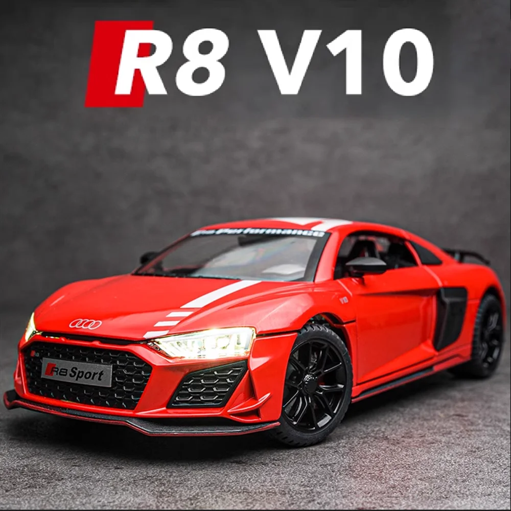 1:24 Scale R8 V10 A8 Alloy Toy Model Sports Car High Simulation Pull Back Sound and Light Vehicles Toys for Children Gifts
1:24 Scale R8 V10 A8 Alloy Toy Model Sports Car High Simulation Pull Back Sound and Light Vehicles Toys for Children Gifts