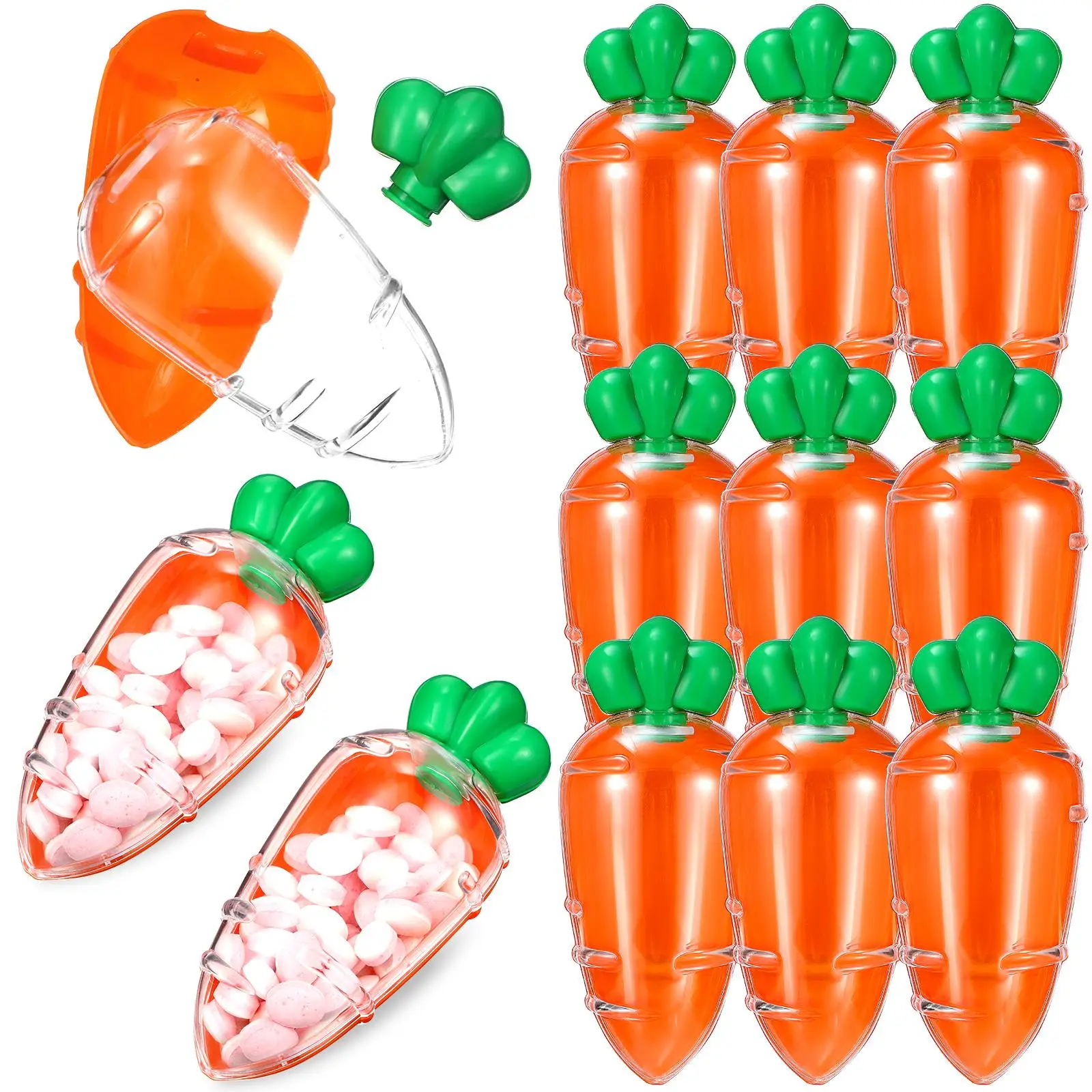 12 Pcs Carrot Shaped Candy Boxes Plastic Containers Easter Snack Gifts Kids Basket Fillers Reusable Transparent Shell Bright
12 Pcs Carrot Shaped Candy Boxes Plastic Containers Easter Snack Gifts Kids Basket Fillers Reusable Transparent Shell Bright